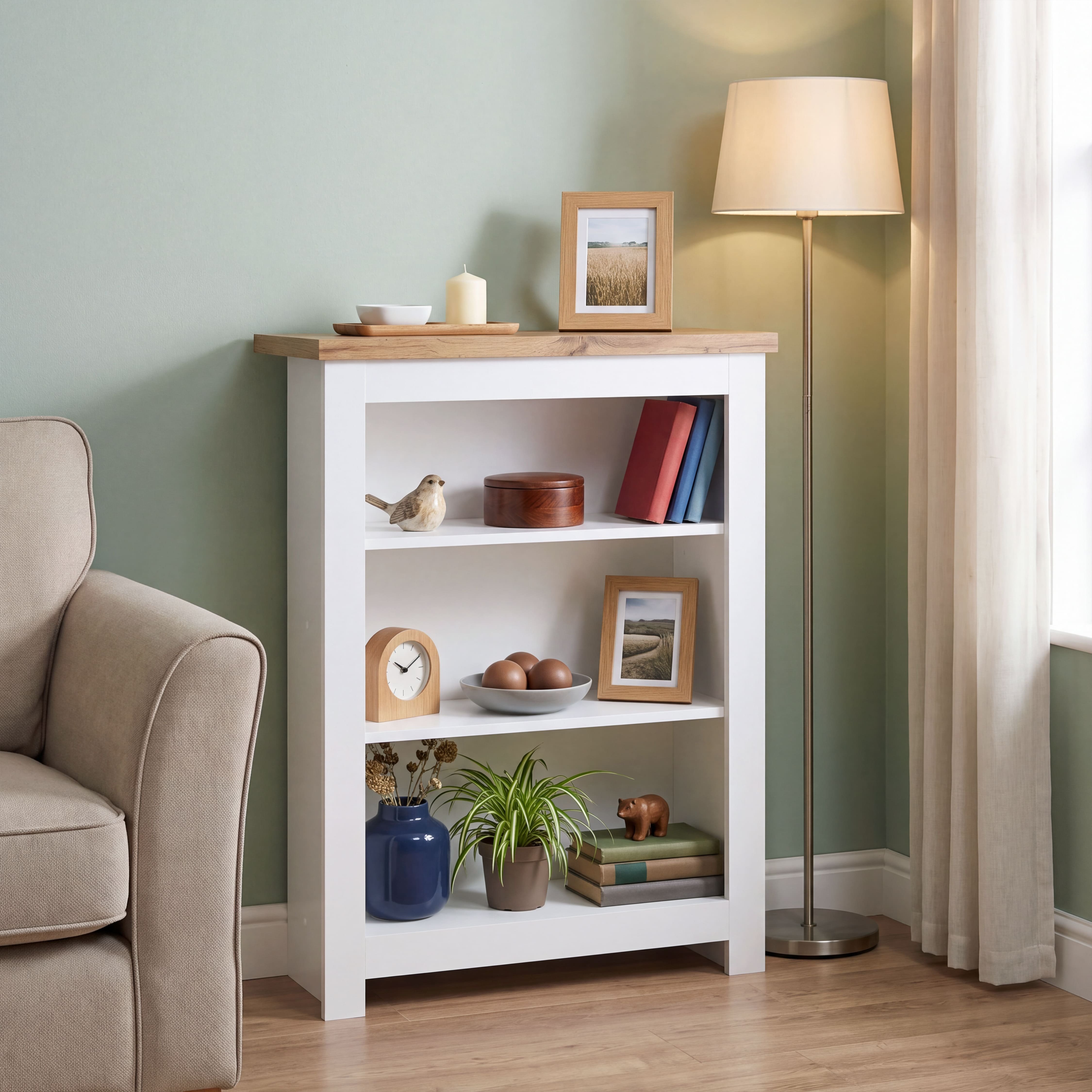 Vida Designs Arlington 3 Tier Bookcase - White