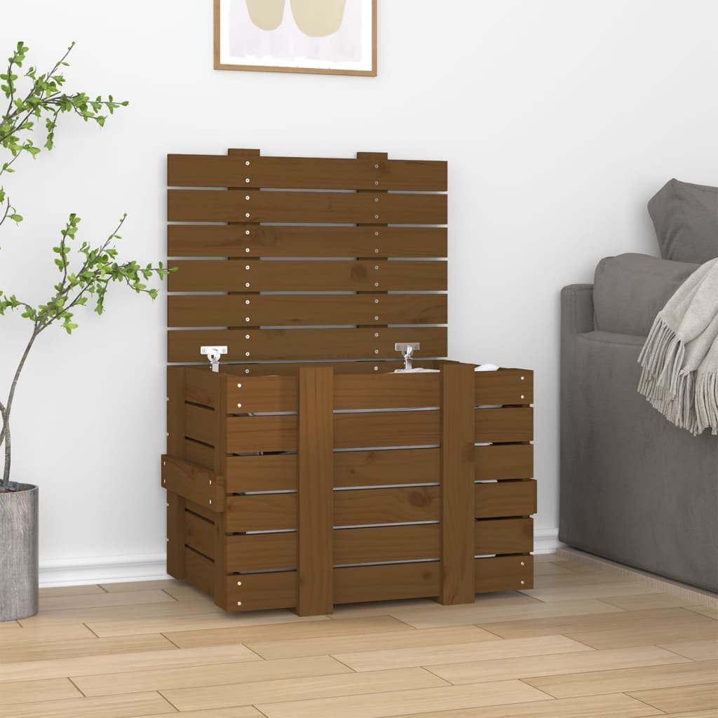 Walplus Wood Storage Box Honey - Honey Brown - 58 x 40.5 x 42 cm