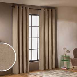 Habitat With Linen Blackout Eyelet Curtains - Stone