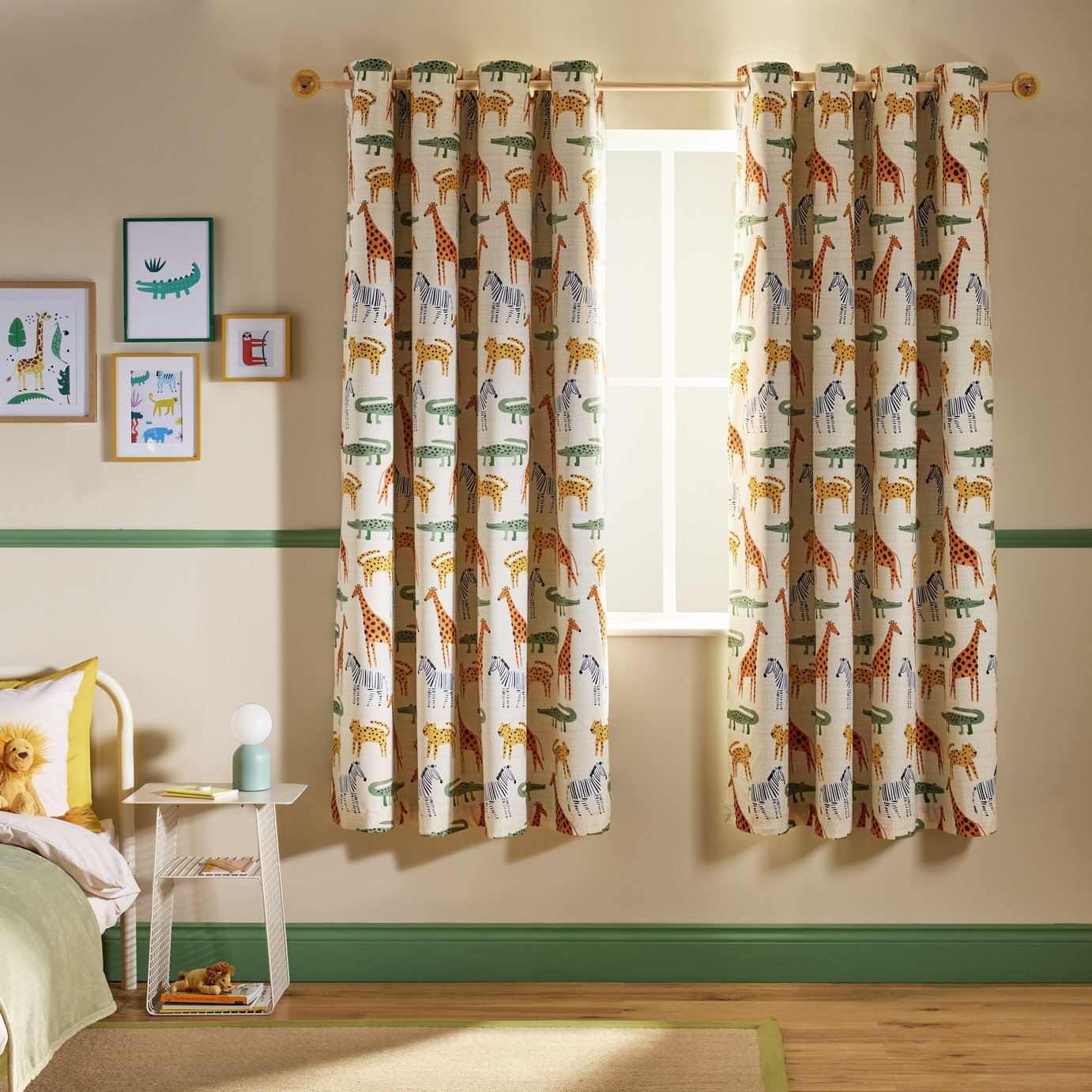 Habitat Kids Safari Print Blackout Eyelet Curtains - Cream