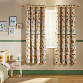 Habitat Kids Safari Print Blackout Eyelet Curtains - Cream