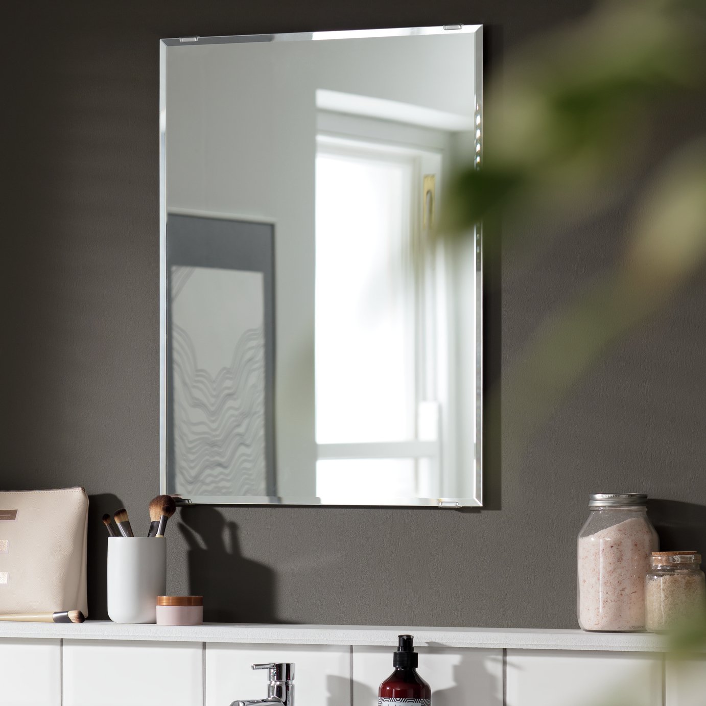 Argos Home Silver Bevelled Bathroom Wall Mirror - 60x45cm