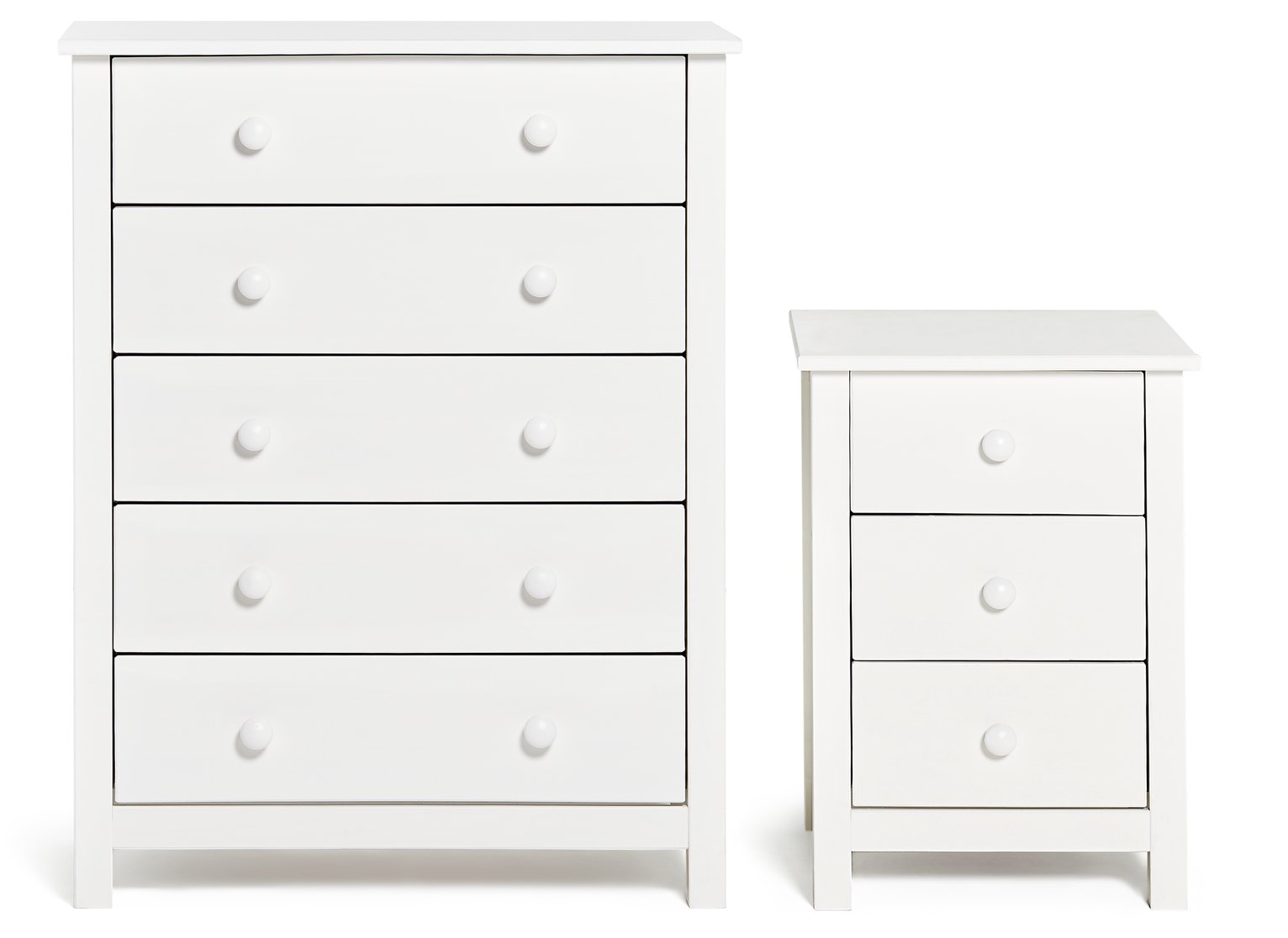 Argos Home Scandinavia Bedside & 5 Drawer Chest Set - White