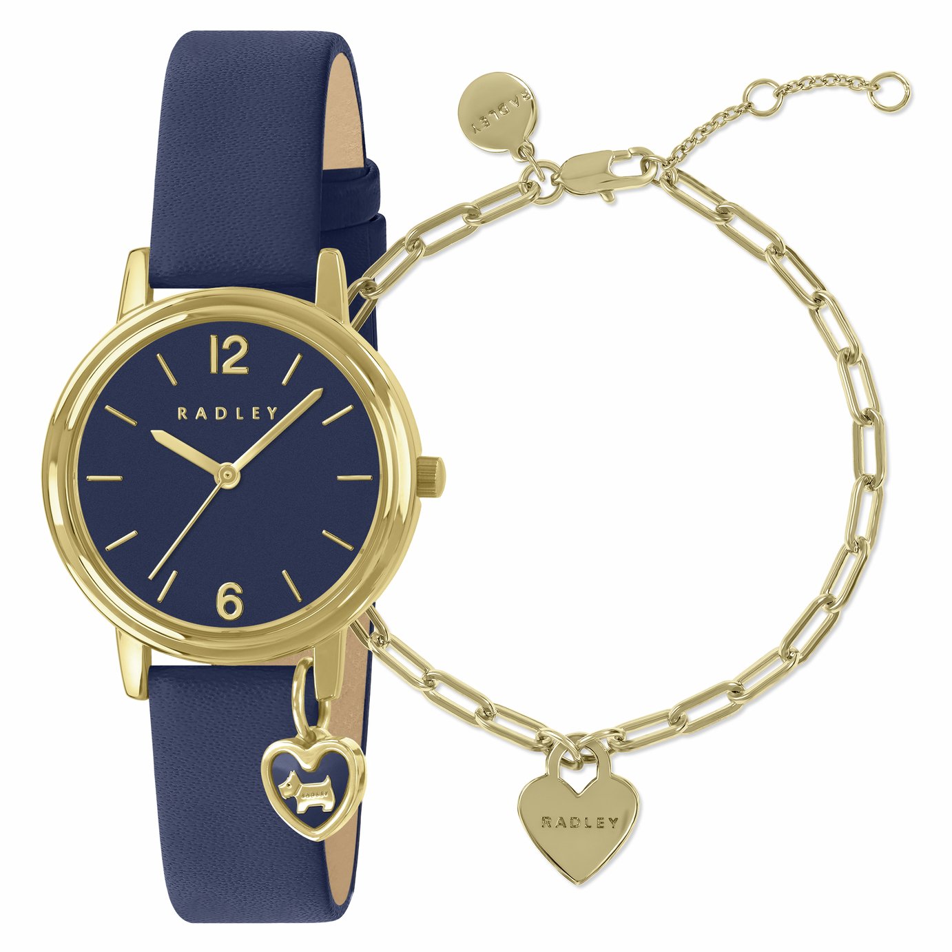 Radley Charm Navy Leather Strap Watch and Bracelet Set