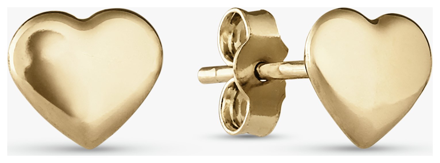 Revere 9ct Yellow Gold Heart Stud Earrings