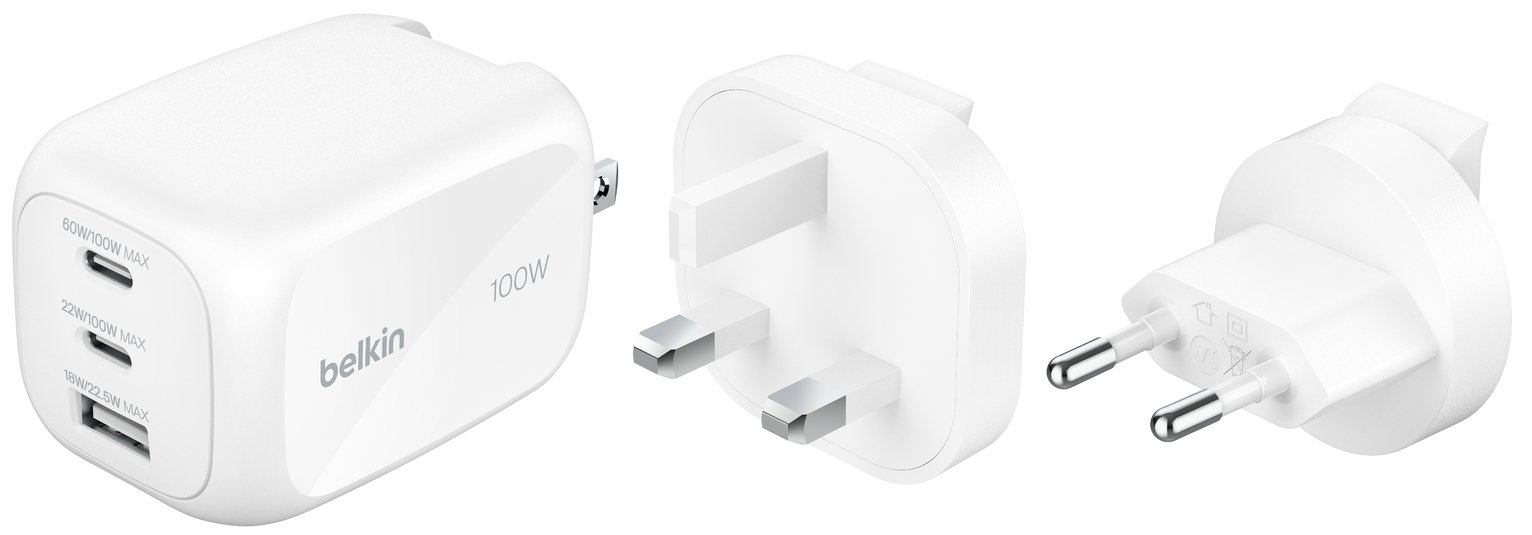 Belkin 100W 3-Port USB-C and USB-A GaN Wall Charger