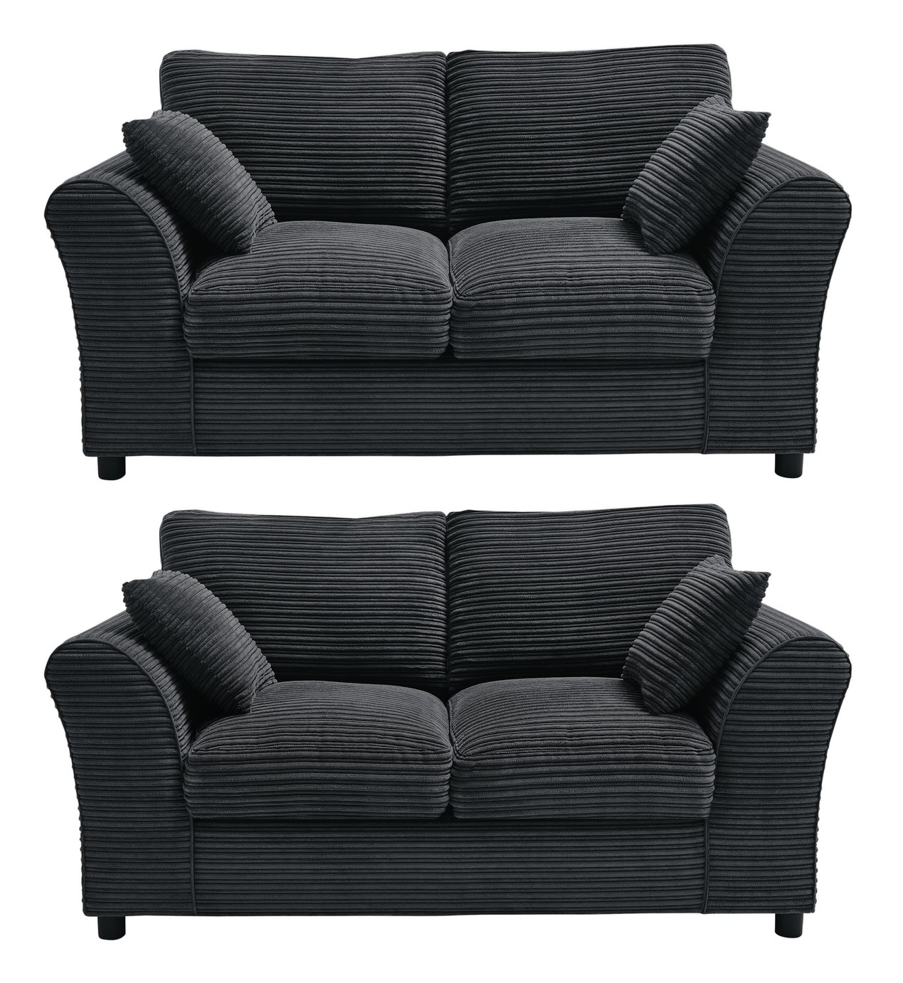 Argos Home Harry Fabric Pair of 2 Seater Sofa - Charcoal