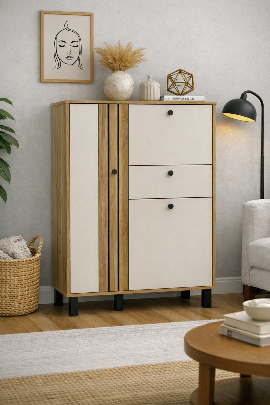 Furniture To Go Grafton 3 Door 1 Drawer Sideboard - Cream