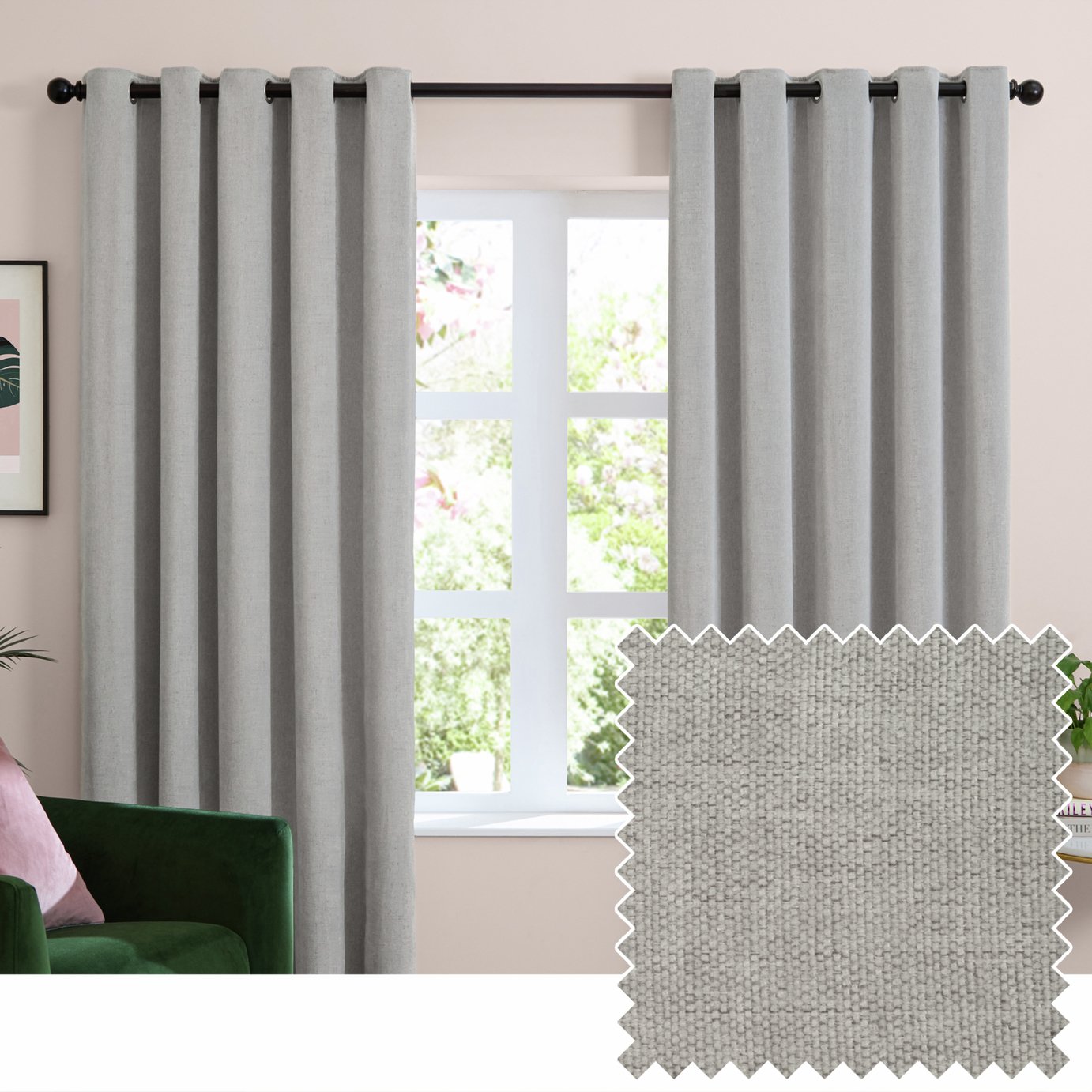 Furn Soft Chenille Blackout Eyelet Curtains