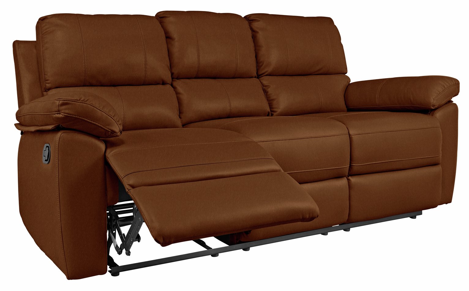 Argos Home Toby Faux Leather 3 Seater Recliner Sofa - Tan