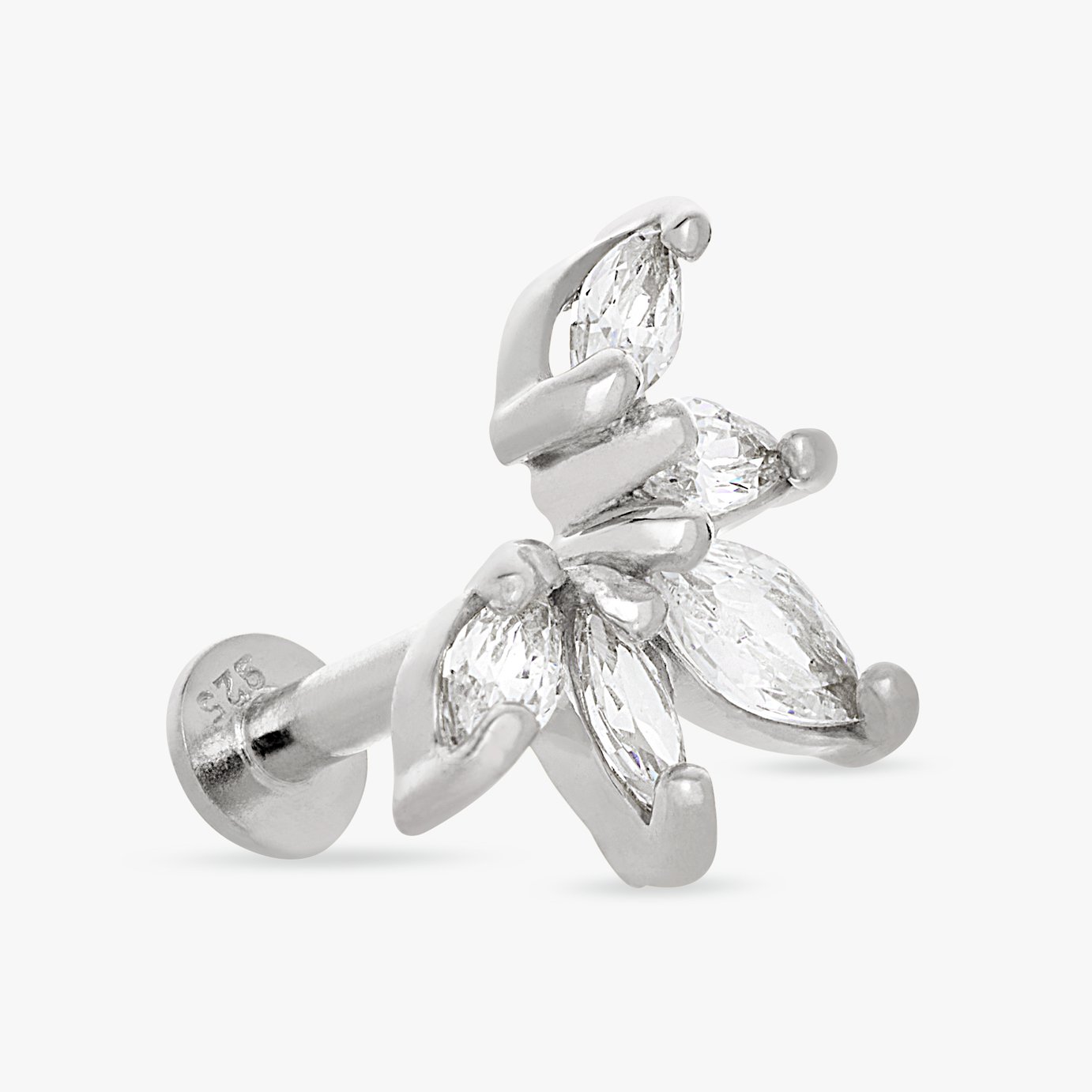 Revere Sterling Silver Marquise Stone Flatback Earring