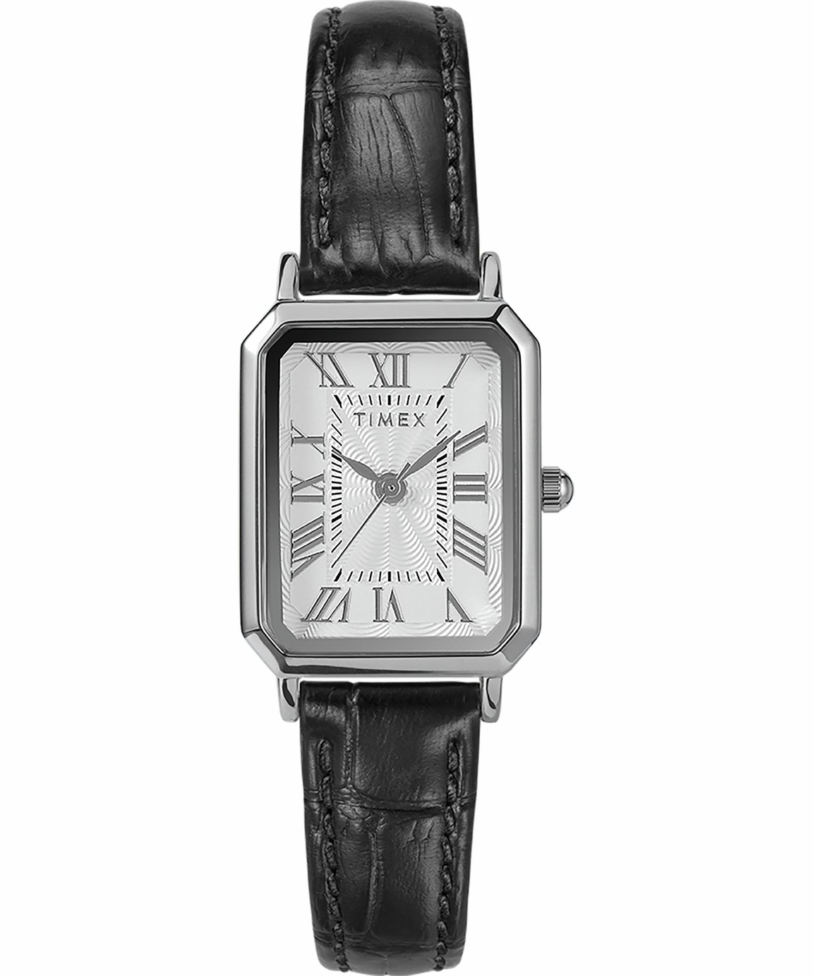 Timex Women's  Dress White Dial Rectangle Black Strap Watch