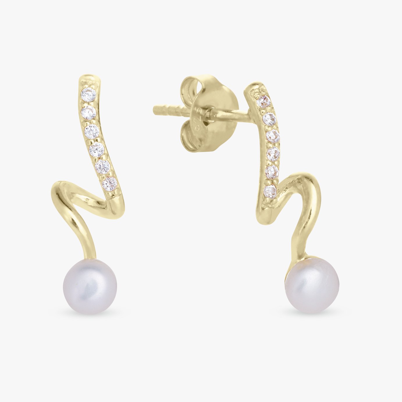 Revere Gold Plated Sterling Silver Twist Pearl Drop Earrings