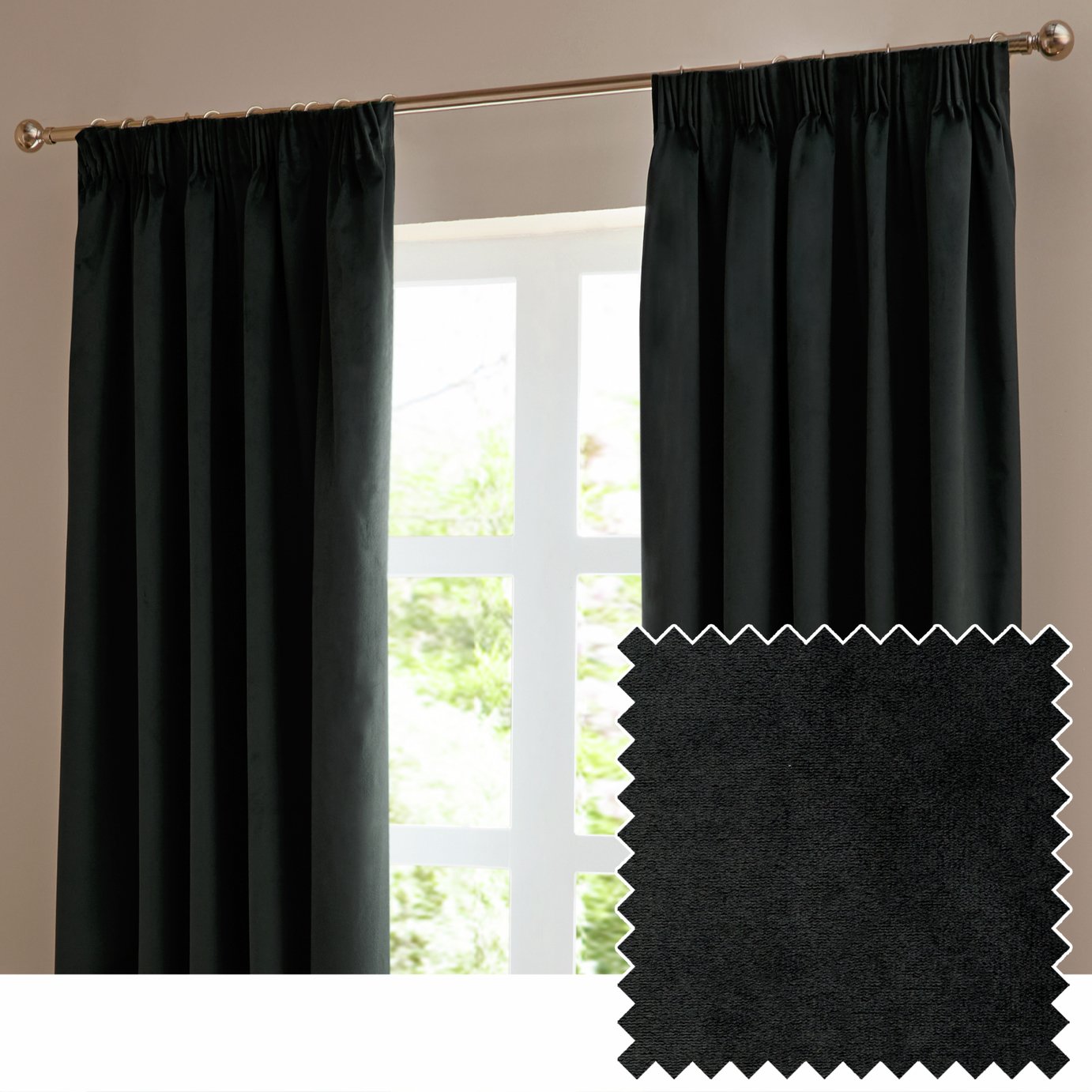 Furn Ultimate Velvet Blackout Pencil Pleat Curtains