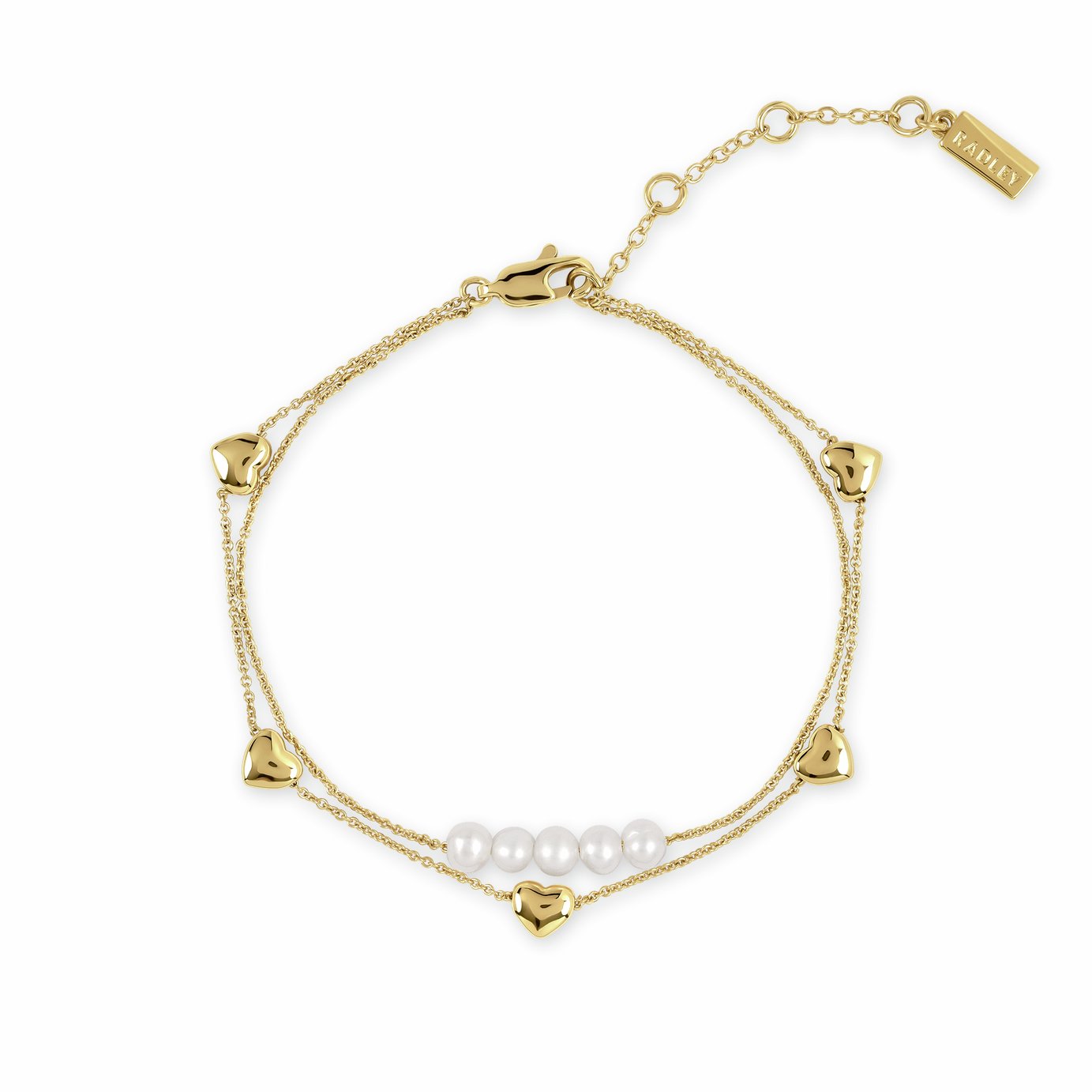 Radley 18ct Gold Plated Double Layer Heart & Pearl Bracelet