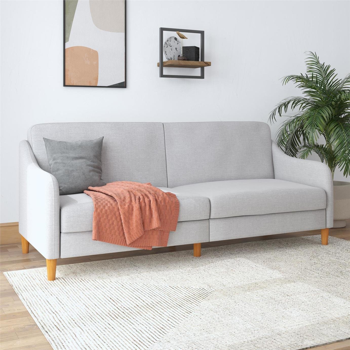 Dorel Jasper Fabric Futon Sofa Bed - Light Grey