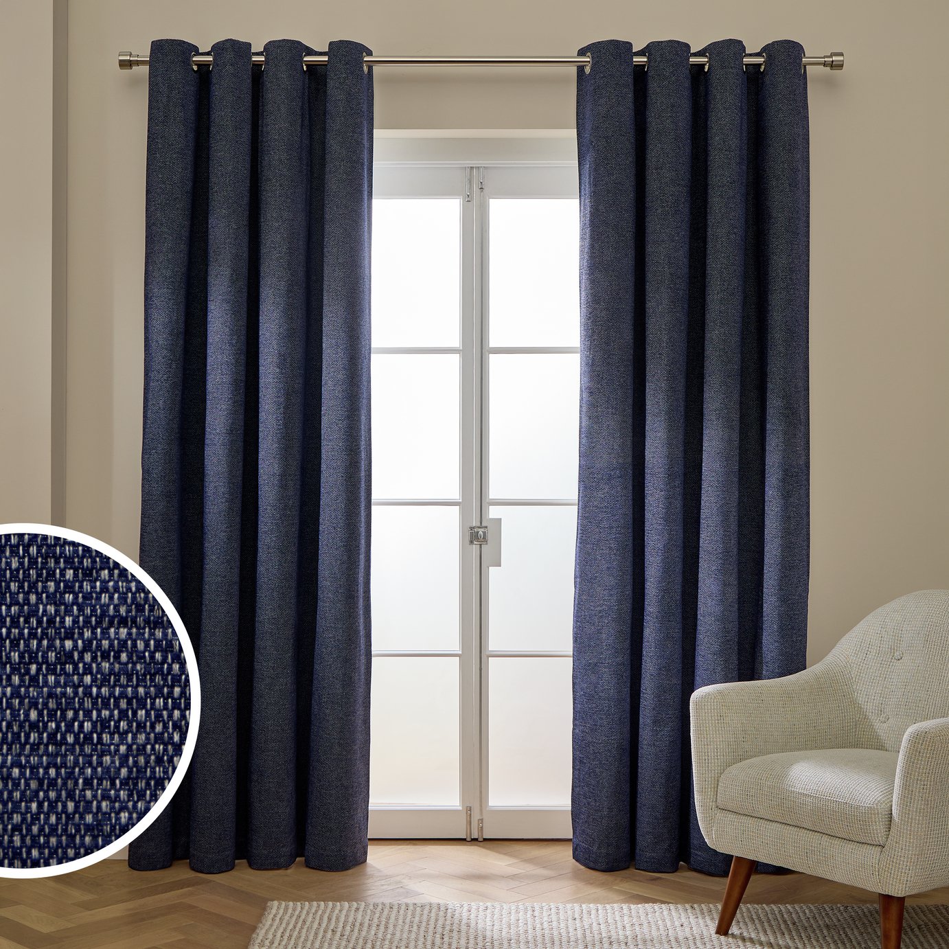 Habitat Basket Weave Eyelet Curtains