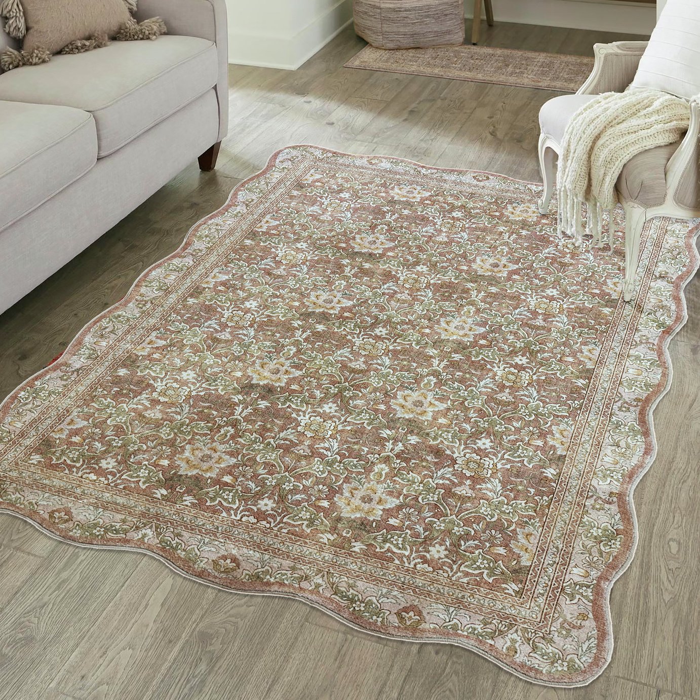 Classics Collection Summer Bloom Peach Cut Pile Rug - 120x160cm