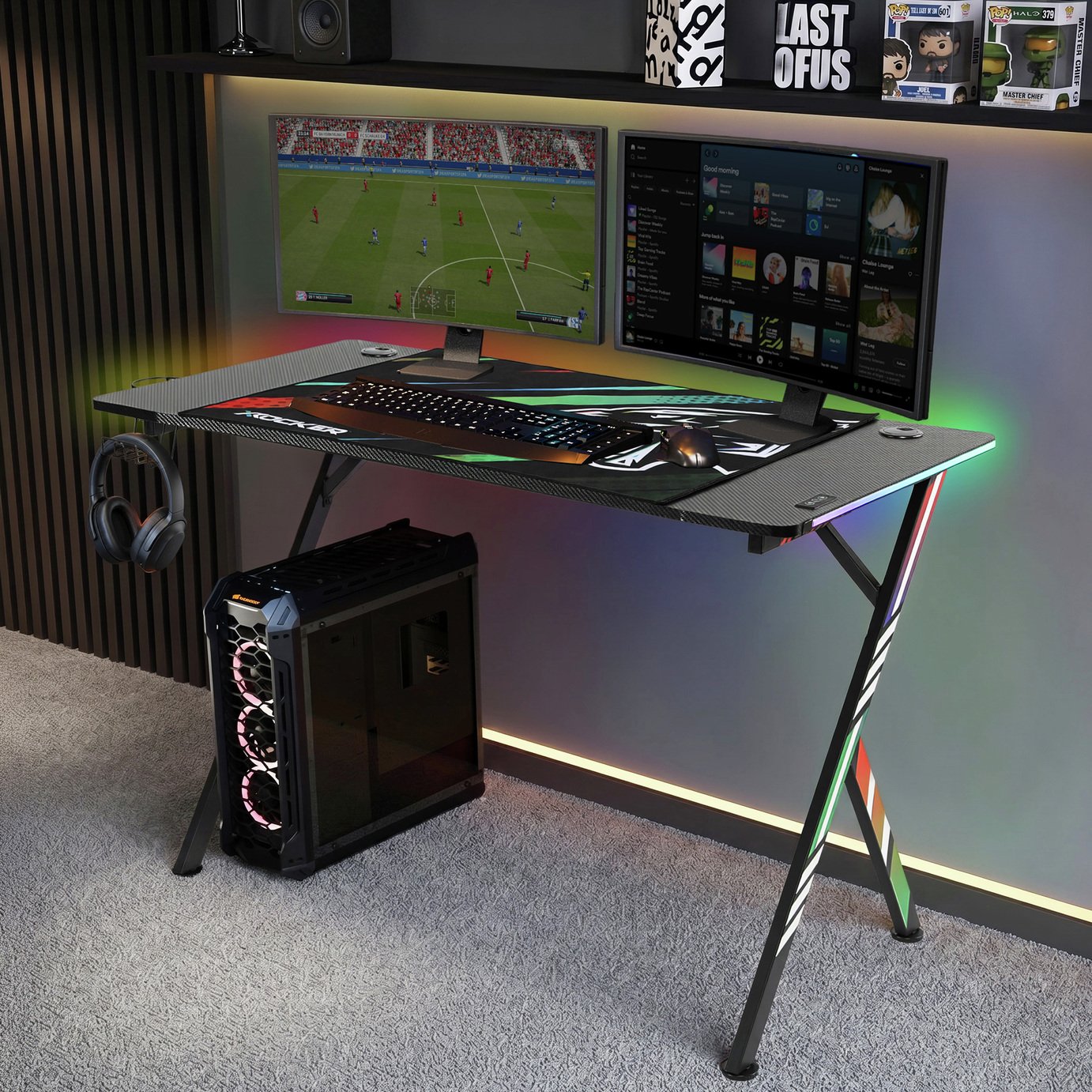 X Rocker Arteon RGB Esports Gaming Desk with App Controlled LED - Black