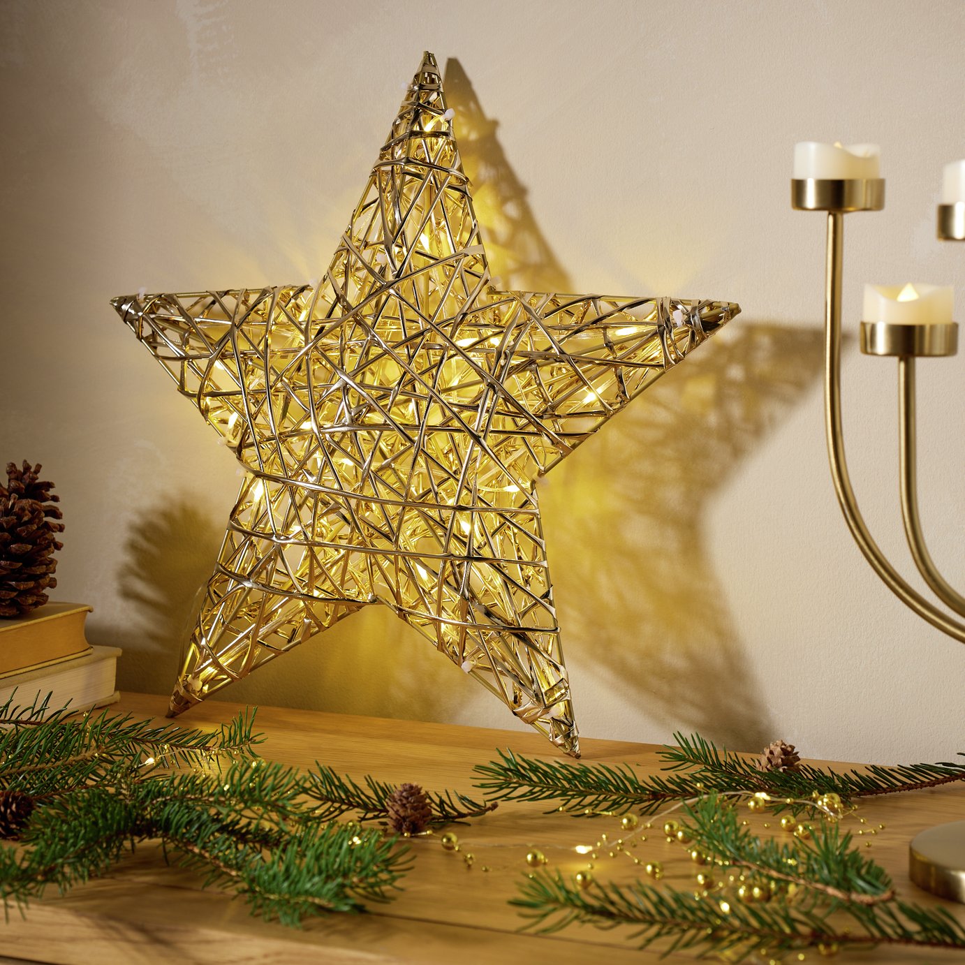 Argos Home 30L Warm White LED Large Gold Star