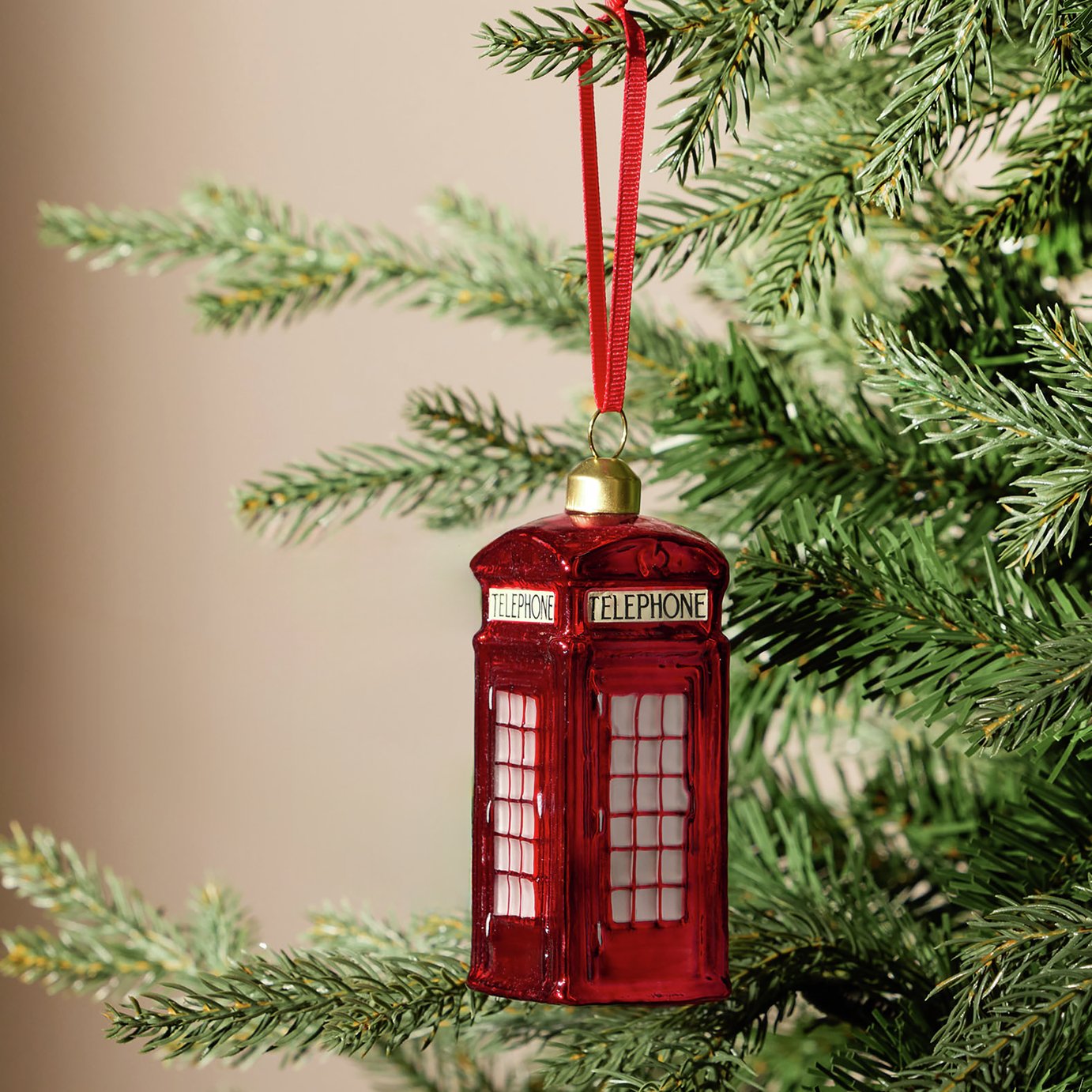 Argos Home Telephone Box Christmas Hanging Ornament