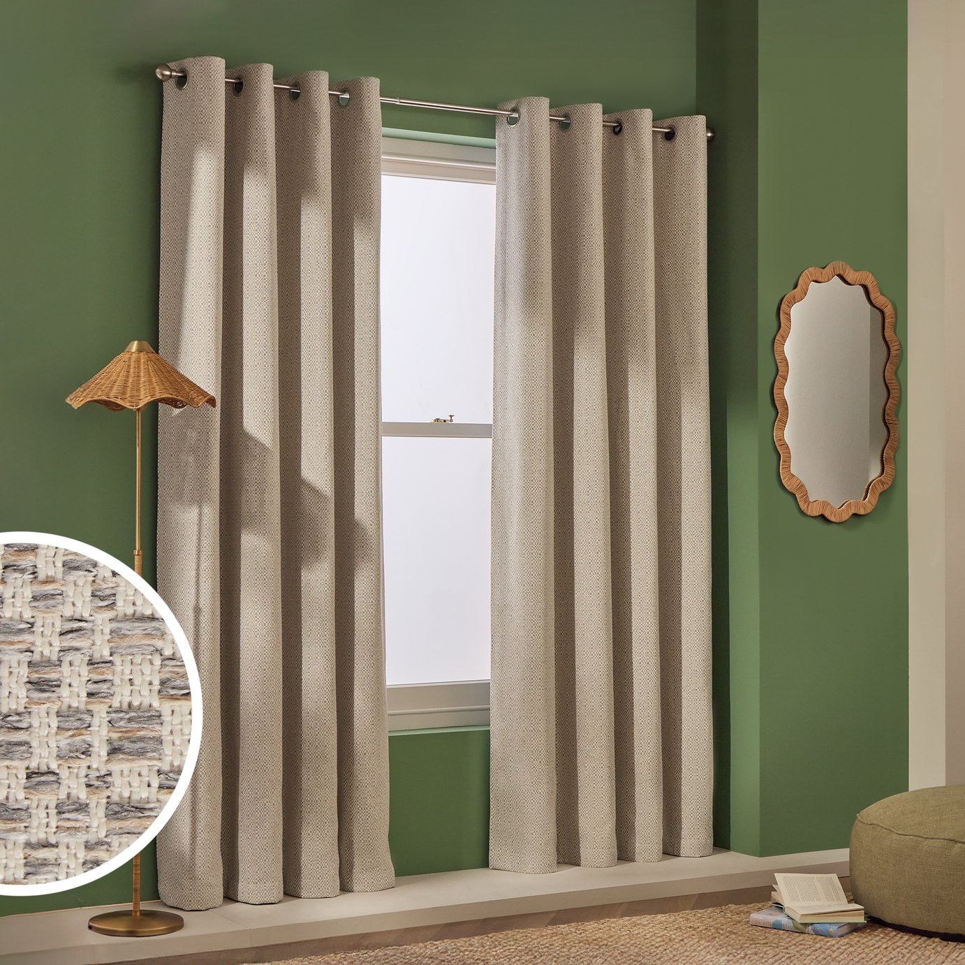 Habitat Blackout Checkboard Jacquard Eyelet Curtains - Grey