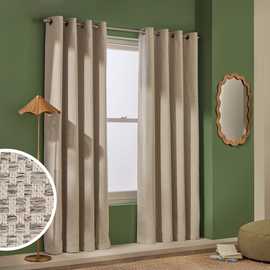 Habitat Blackout Checkboard Jacquard Eyelet Curtains - Grey