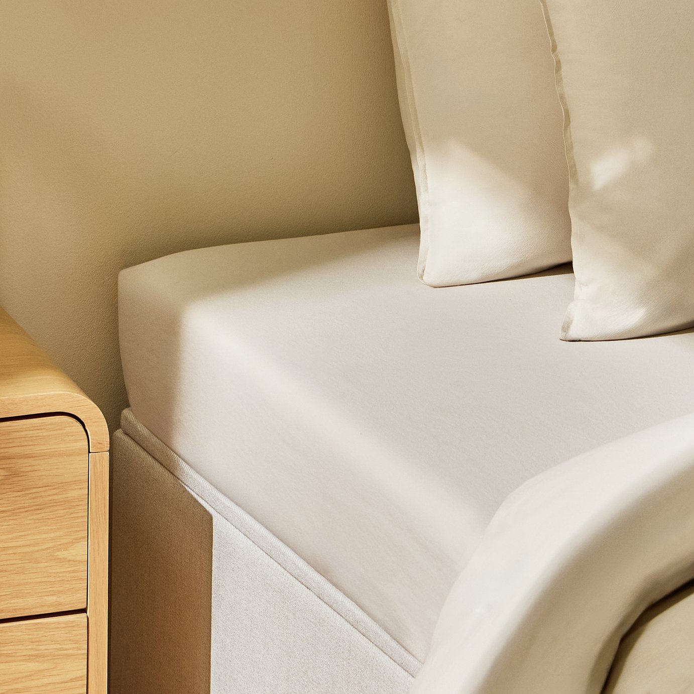 Habitat Washed Cotton Plain Stone Fitted Sheet