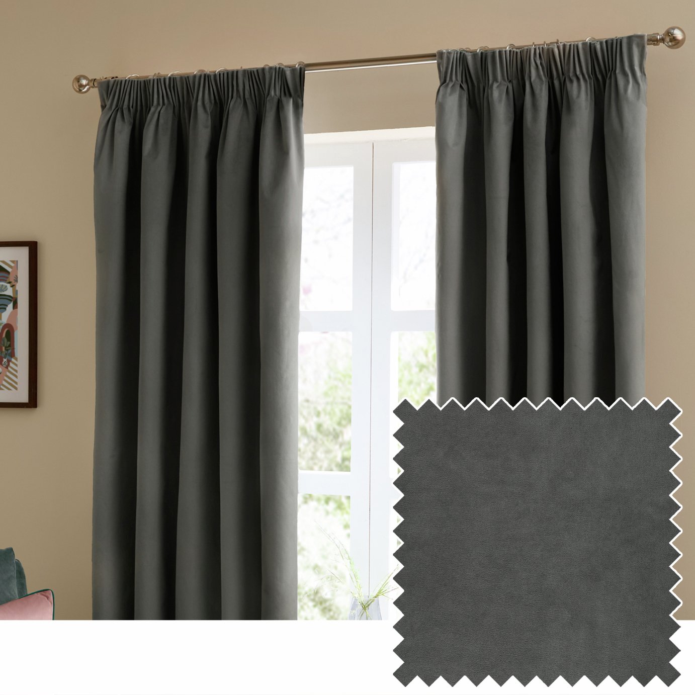 Furn Ultimate Velvet Blackout Pencil Pleat Curtains