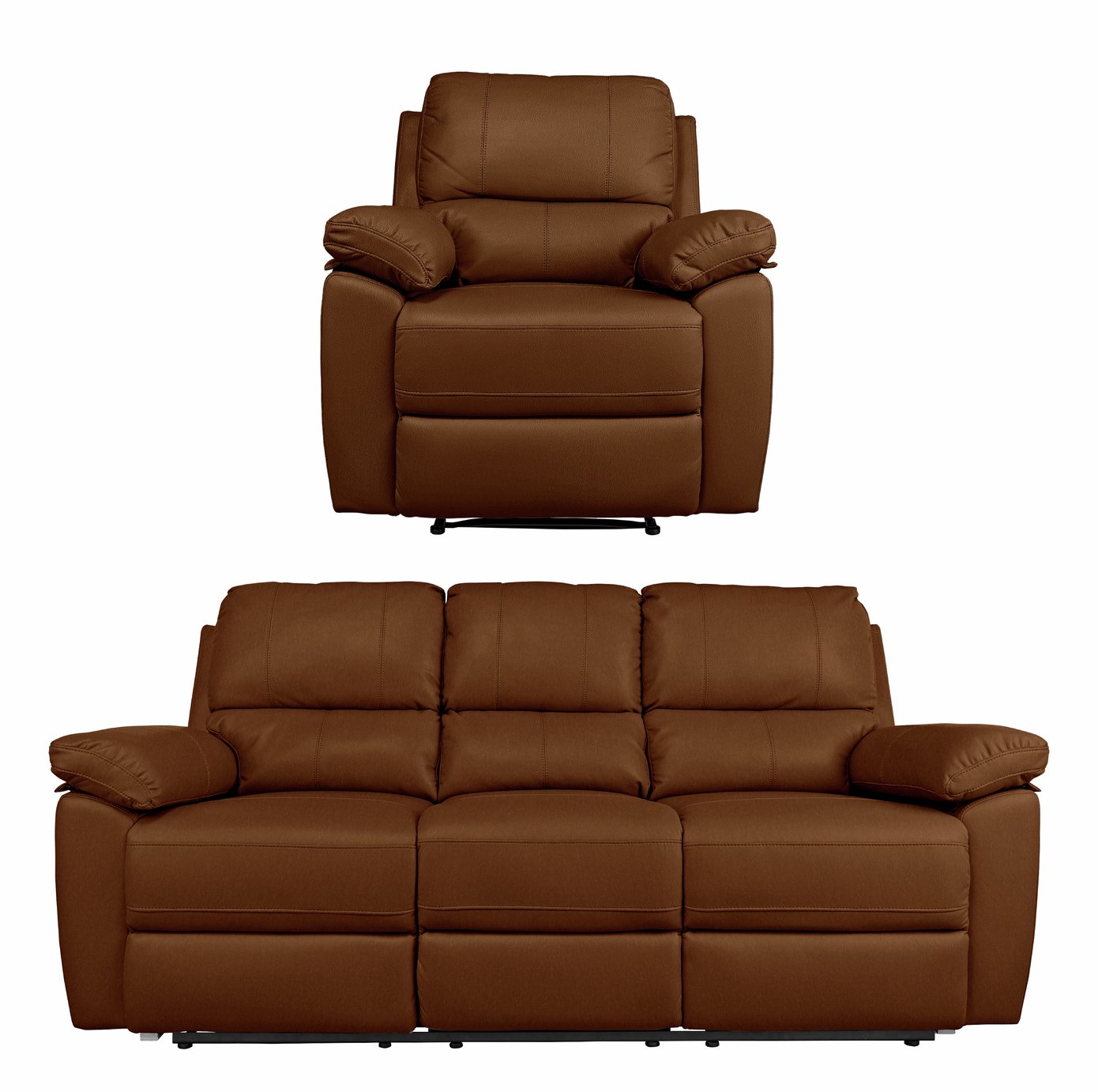 Argos Home Toby Chair & 3 Seater Recliner Sofa - Tan