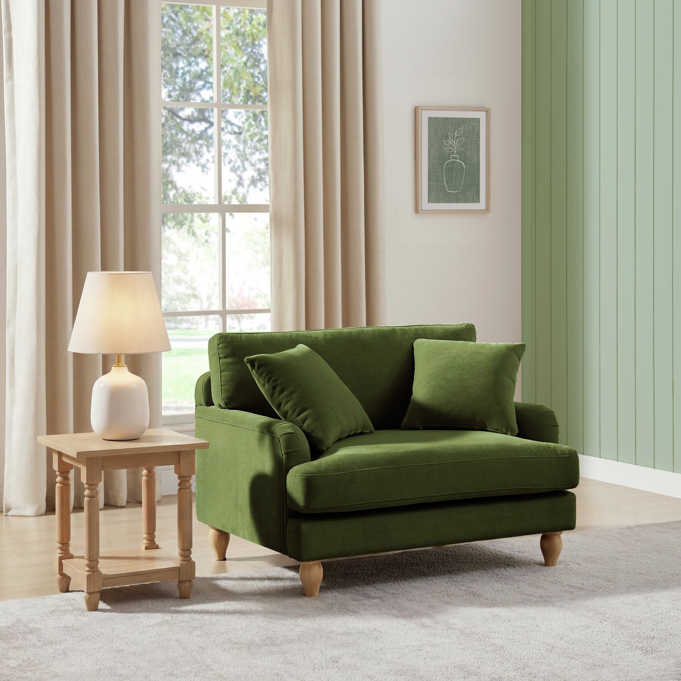 Argos Home Cynthia Fabric Cuddle Chair - Moss Green