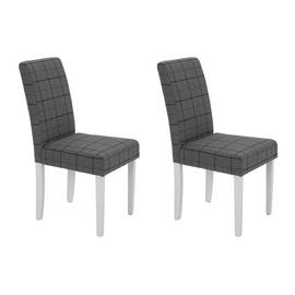 Argos Home Pair of Mid Back Dining Chairs -Grey & Blue Check