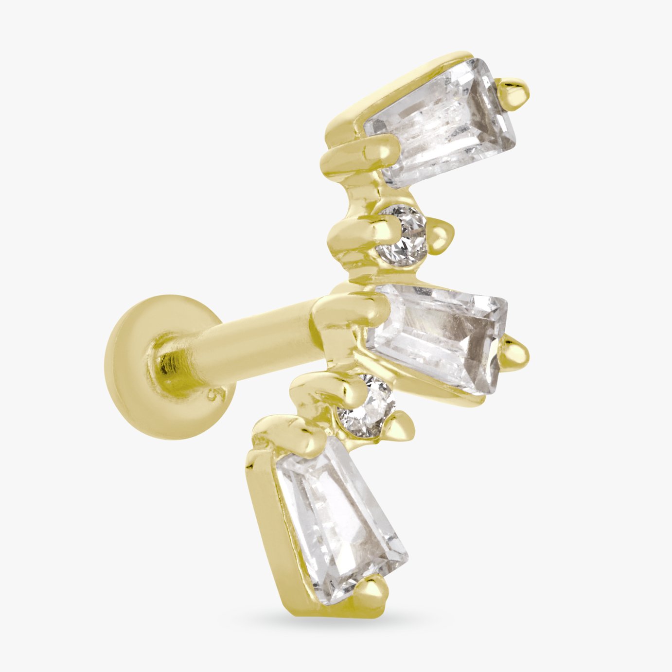 Revere Gold Plated Sterling Silver Tapered Flatback Earring