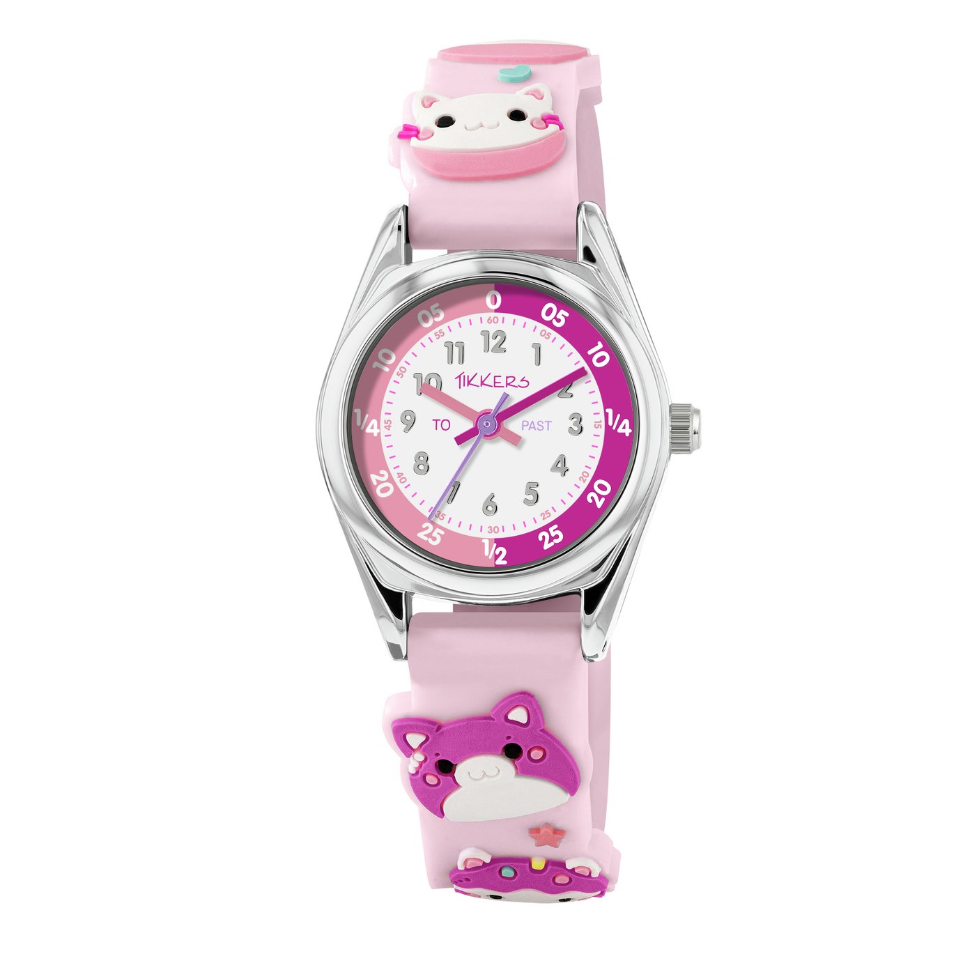 Tikkers Kids 3D Animal Pink Silicone Strap Watch