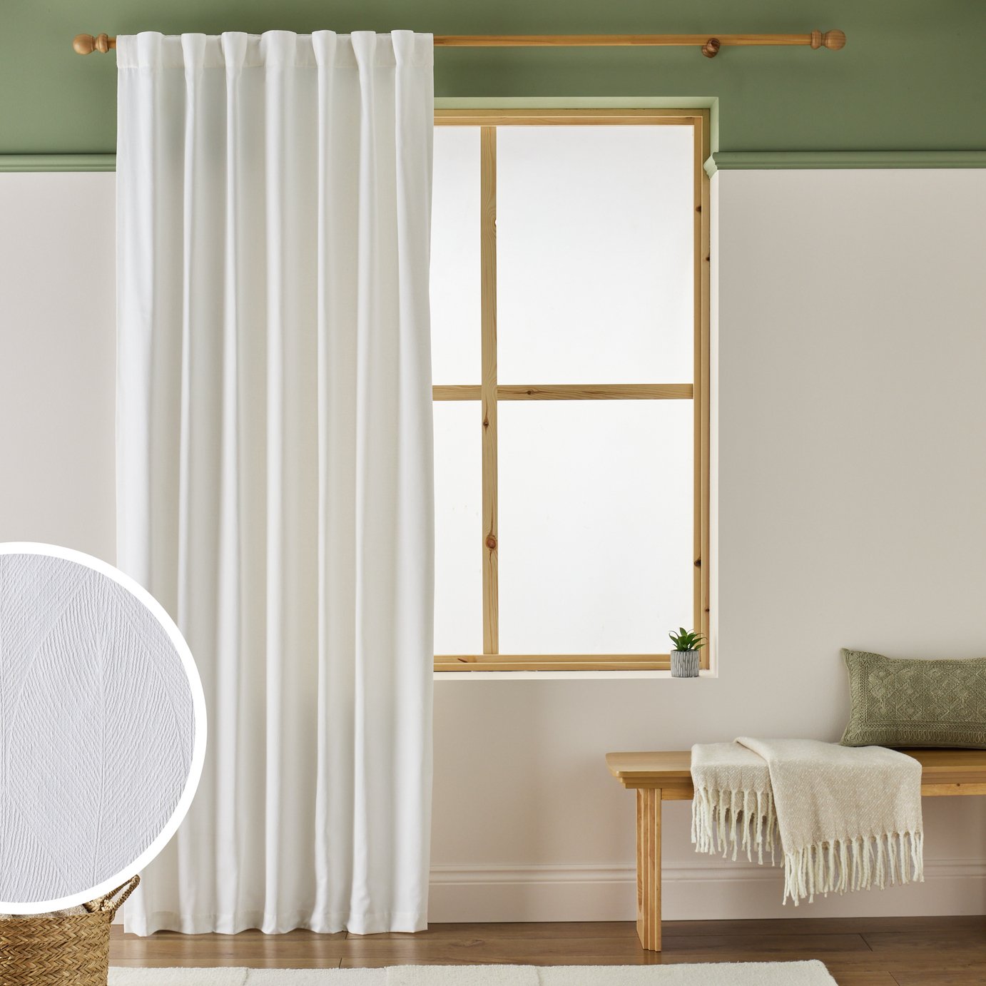 Argos Home Leaf Tab Top Voile Curtain - White - 140x229cm