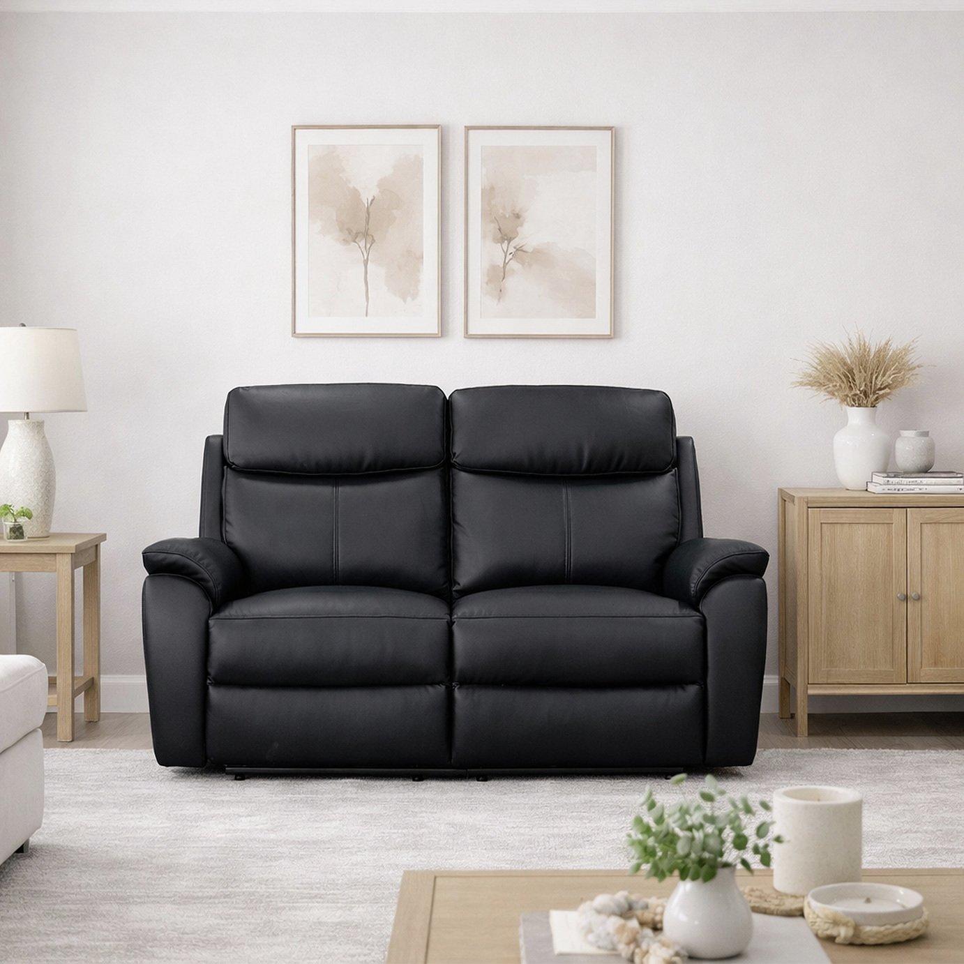 Aspire Kingsmere 2 Seater Power Recliner Sofa - Black