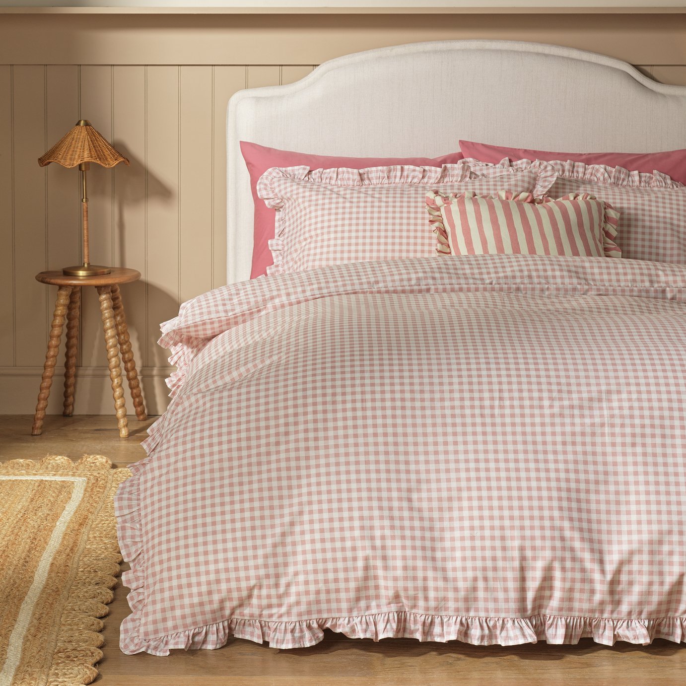 Argos Home Gingham Pink Bedding Set