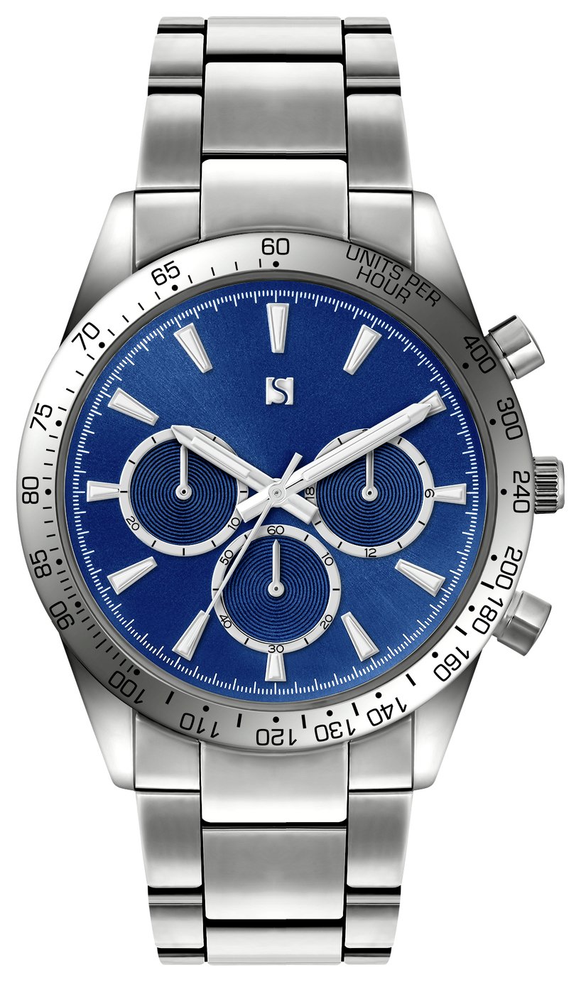 Spirit Mens Blue Dial Silver Colour Bracelet Watch