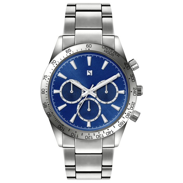 Buy Spirit Mens Blue Dial Silver Colour Bracelet Watch Men s watches Argos