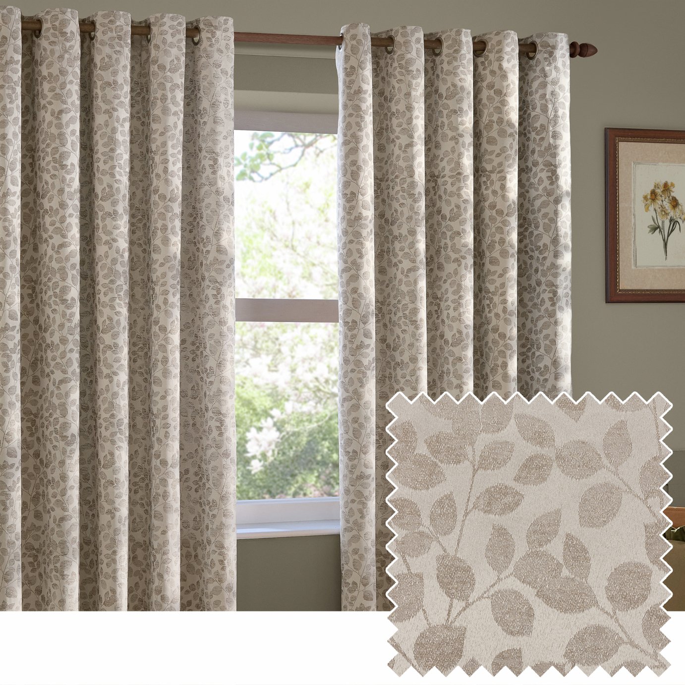 Wylder Grace Leaf Eyelet Curtains - Natural