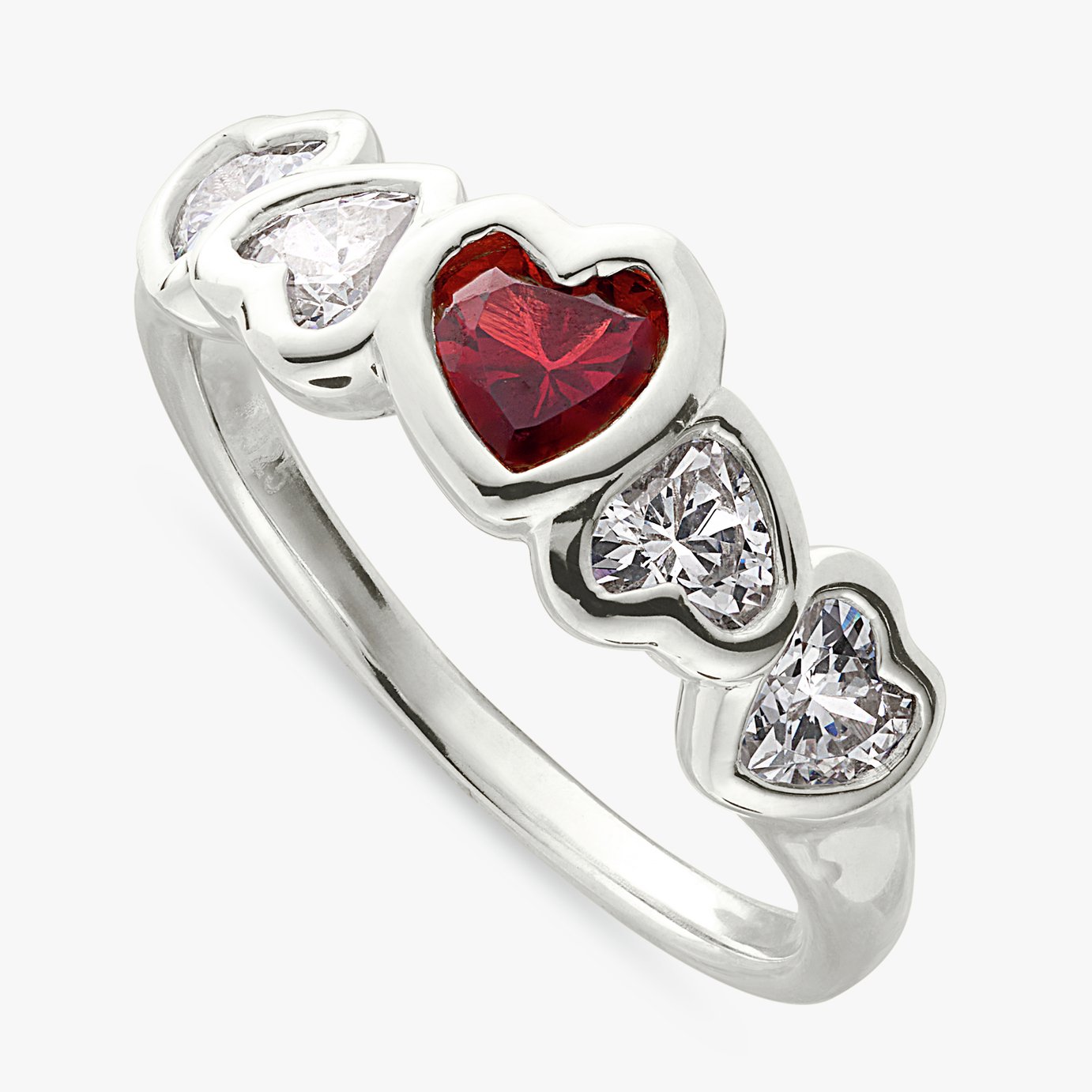 Revere Sterling Silver Ruby Heart Fashion Ring - Medium