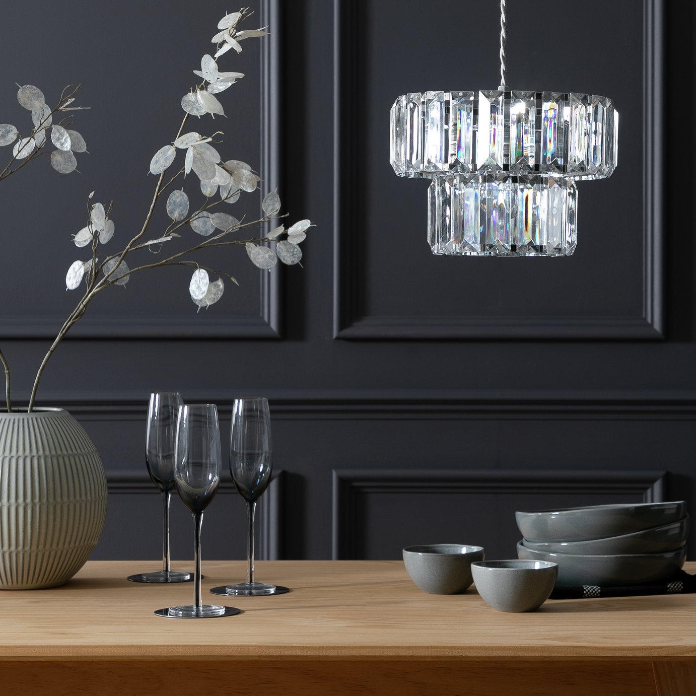 Argos Home Valencia Chrome 2 Tier Lampshade - 21.5cm