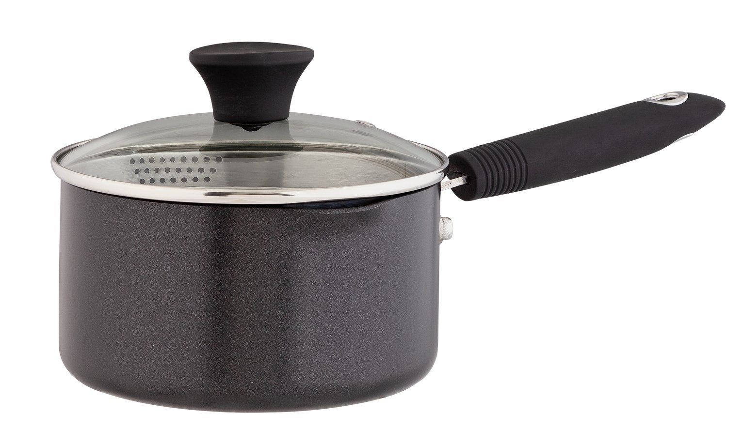 Habitat 18cm Aluminium Black Lidded Saucepan