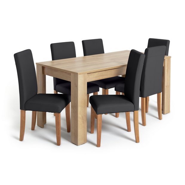Buy Argos Home Wood Effect Dining Table 6 Black Chairs Dining table and chair sets Argos