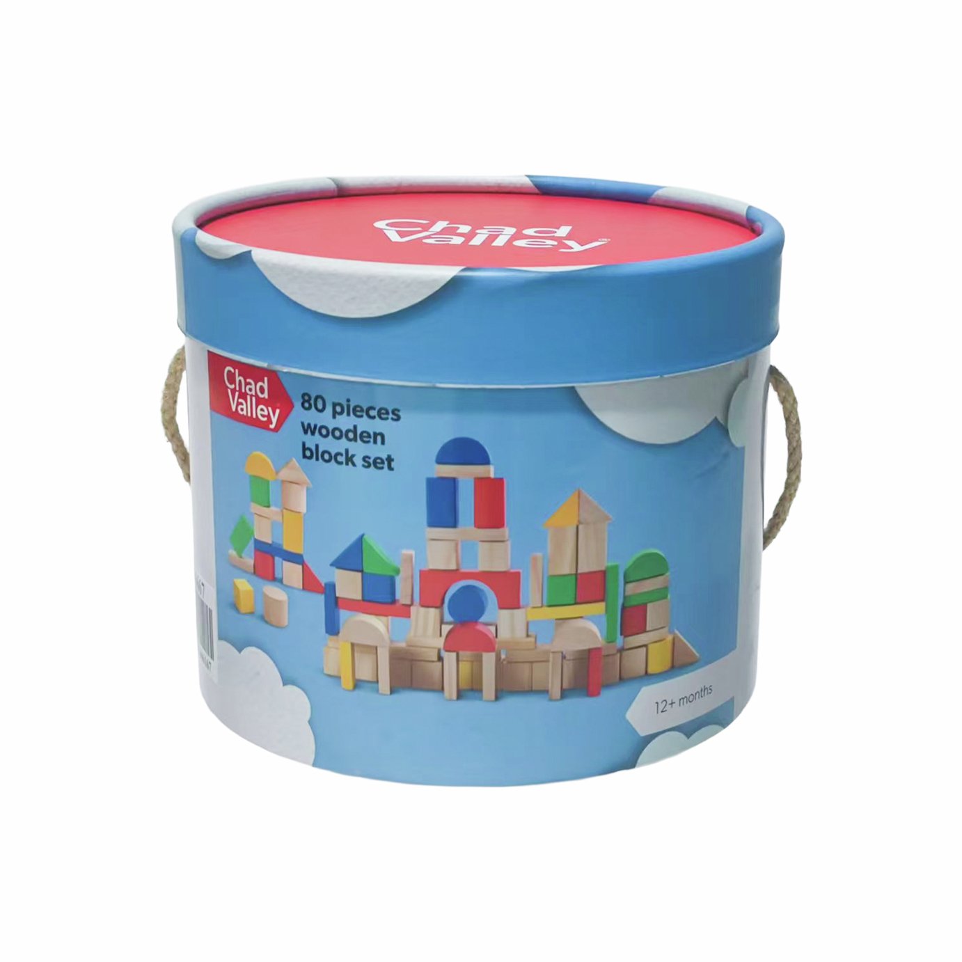 Chad Valley PlaySmart Wooden Block Set - 80 Pieces