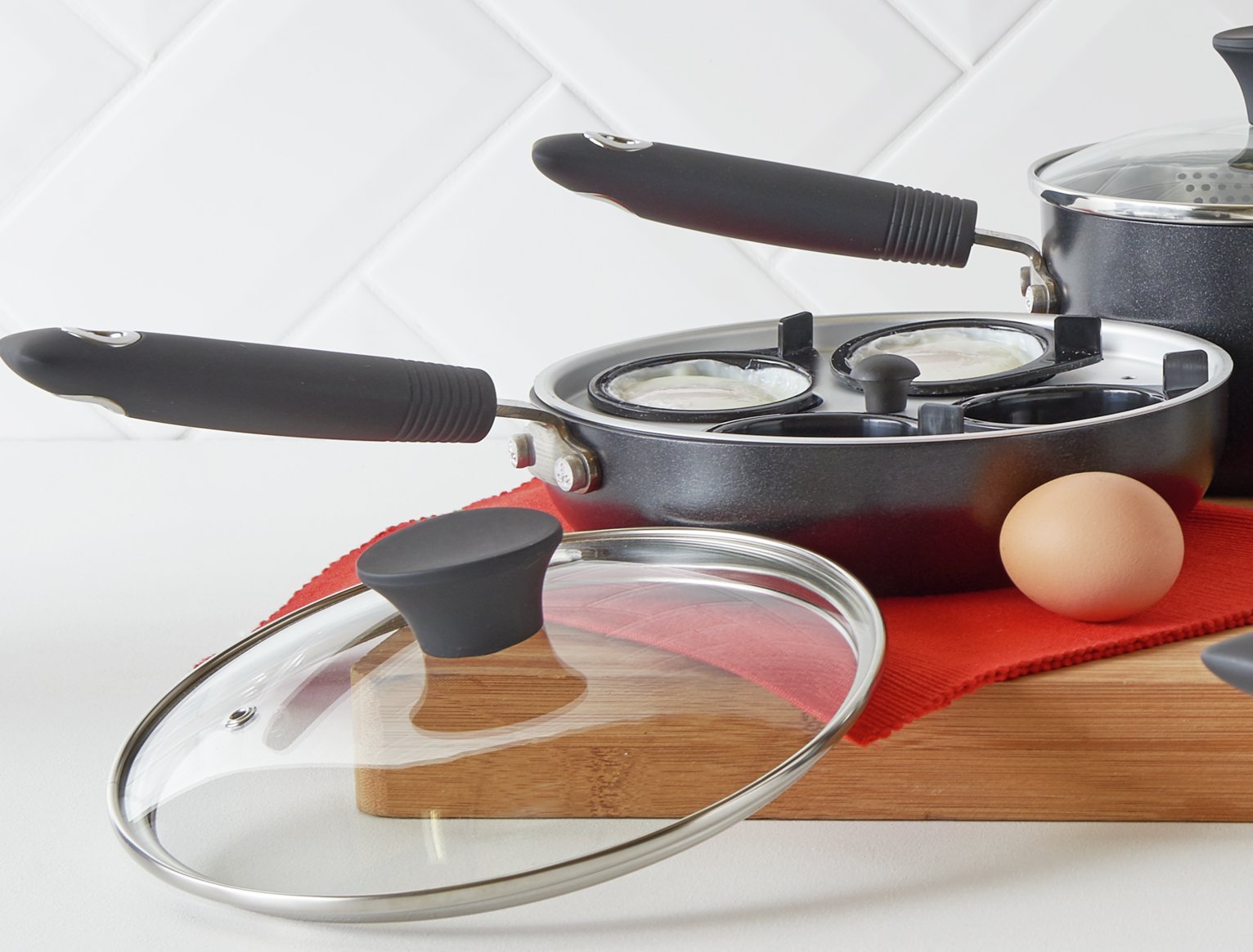 Argos Home 20cm Black Aluminium Egg Poacher