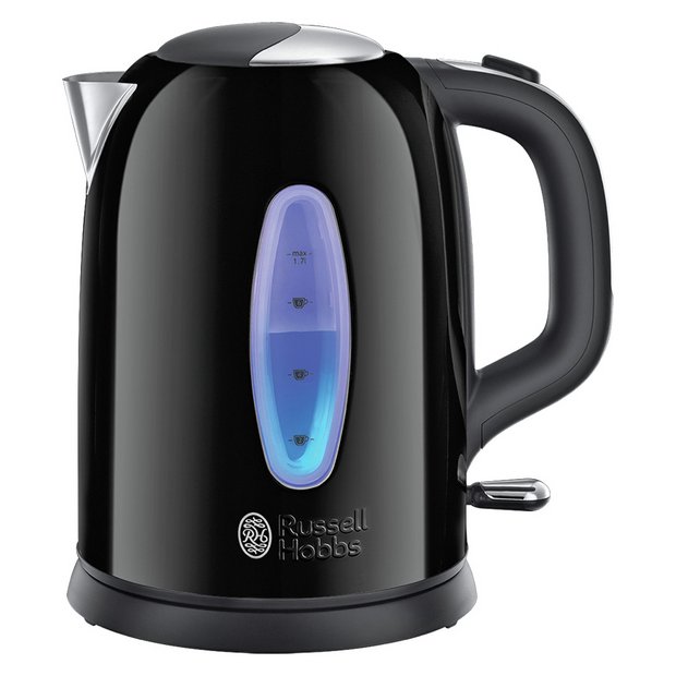 Russell Hobbs Glass 1.7L Electric Kettle, Black & Stainless Steel