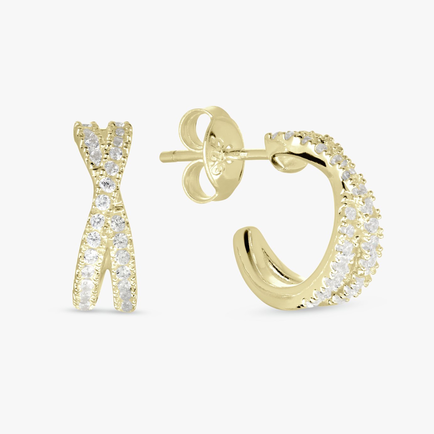 Revere Gold Plated Sterling Silver Crossover Stud Earrings