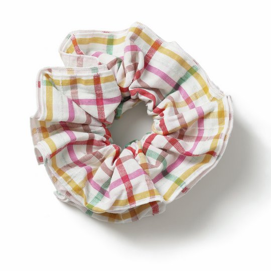 Freedom Checked Ruffle Hair Scrunchie