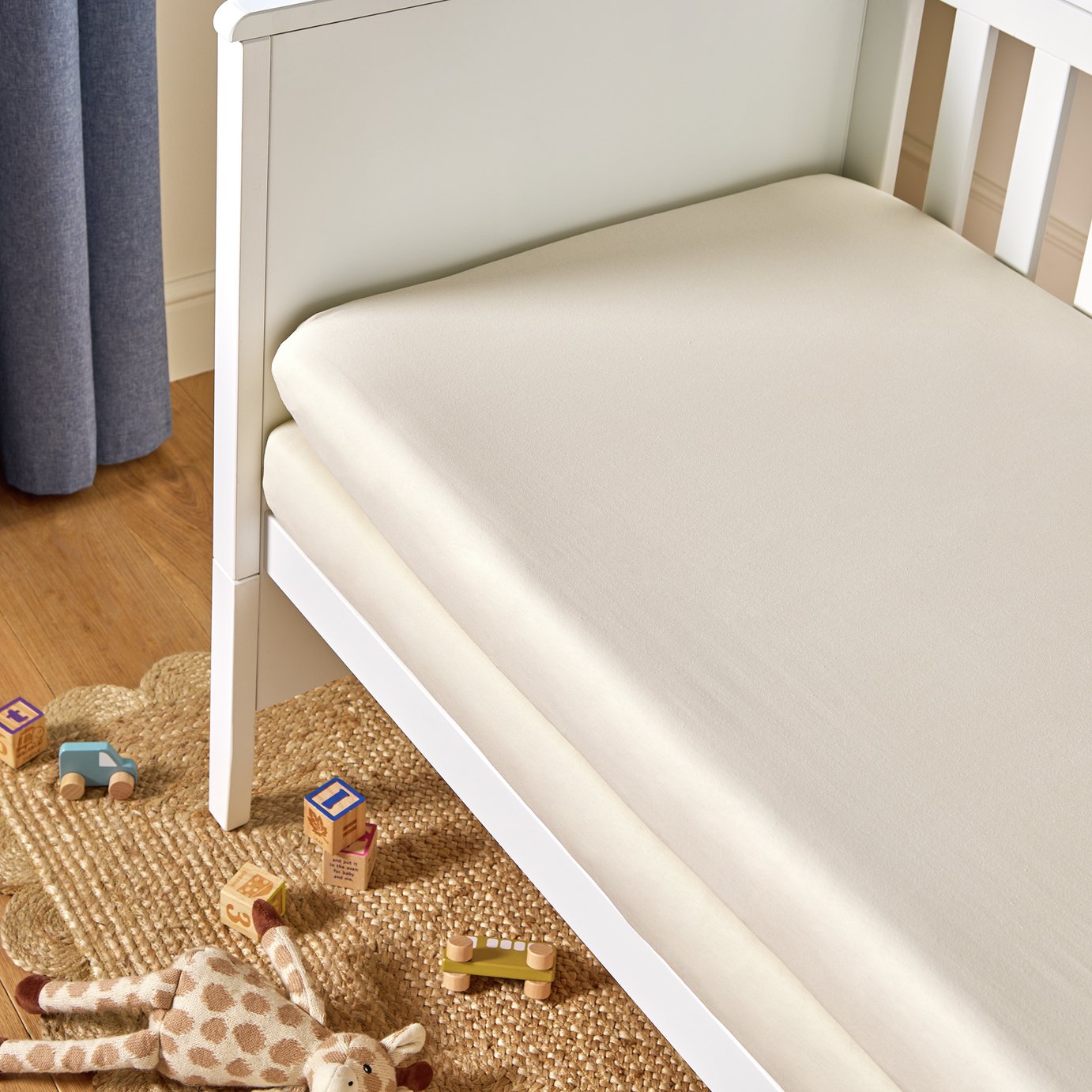 Argos Home Nursery Cotton Jersey 2 Pack Cream Fitted Sheets